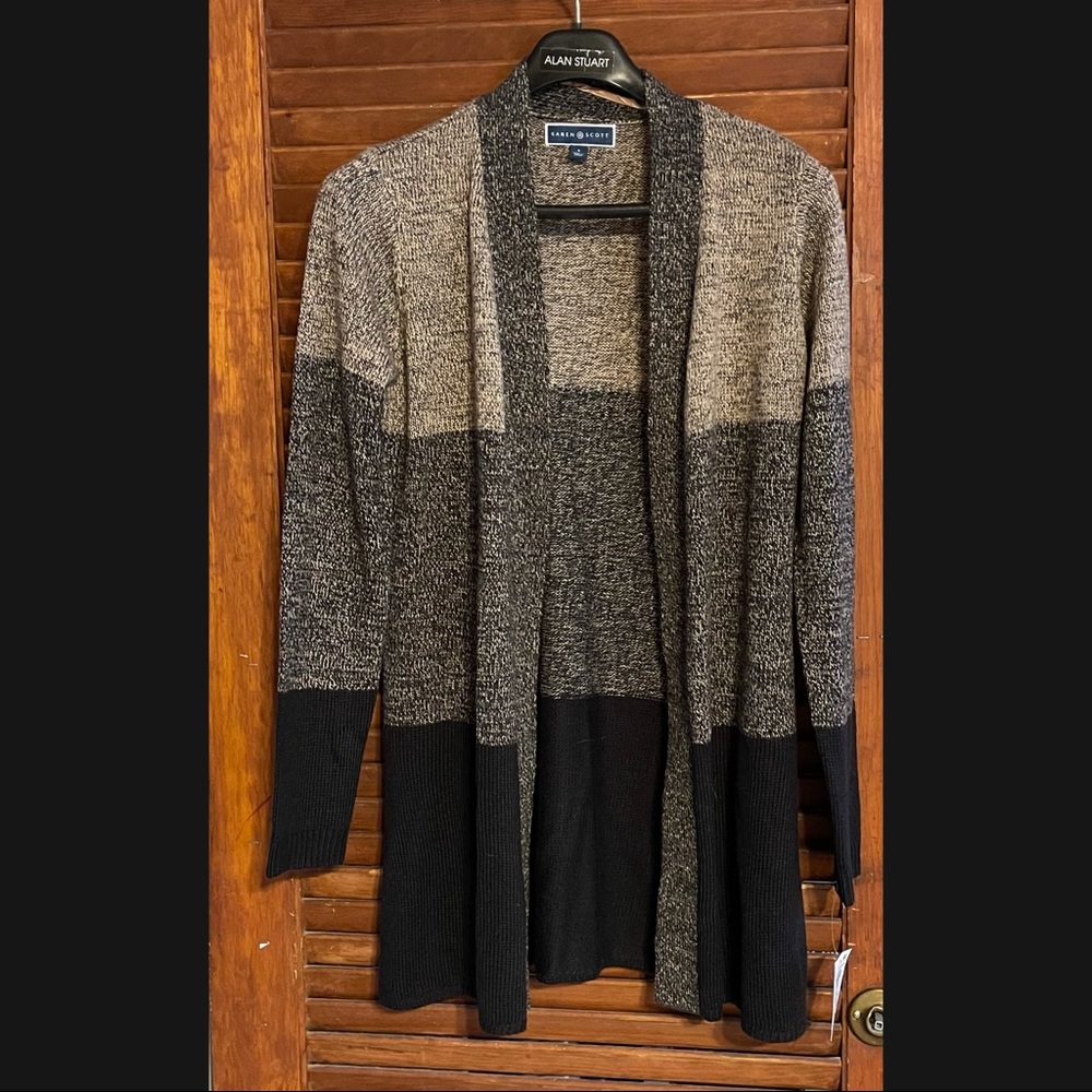 NWT Karen Scott Turbi Colorblock Cardigan S